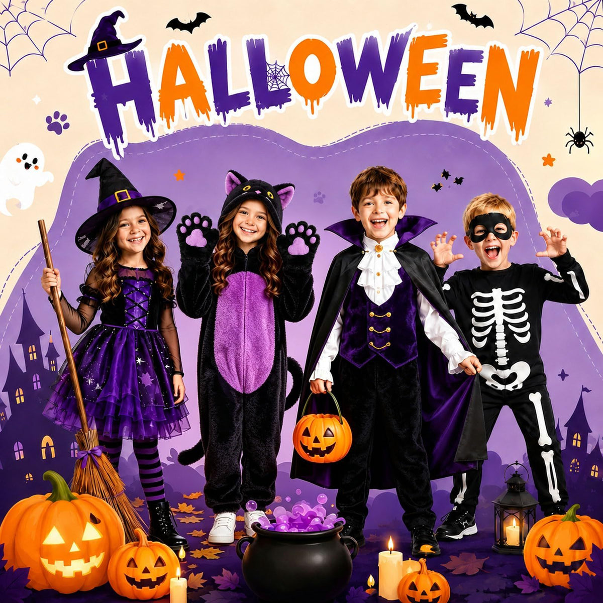 Kids' Black Cat Onesie Costume for Halloween, Role Play, and Themed Parties, M (Black)