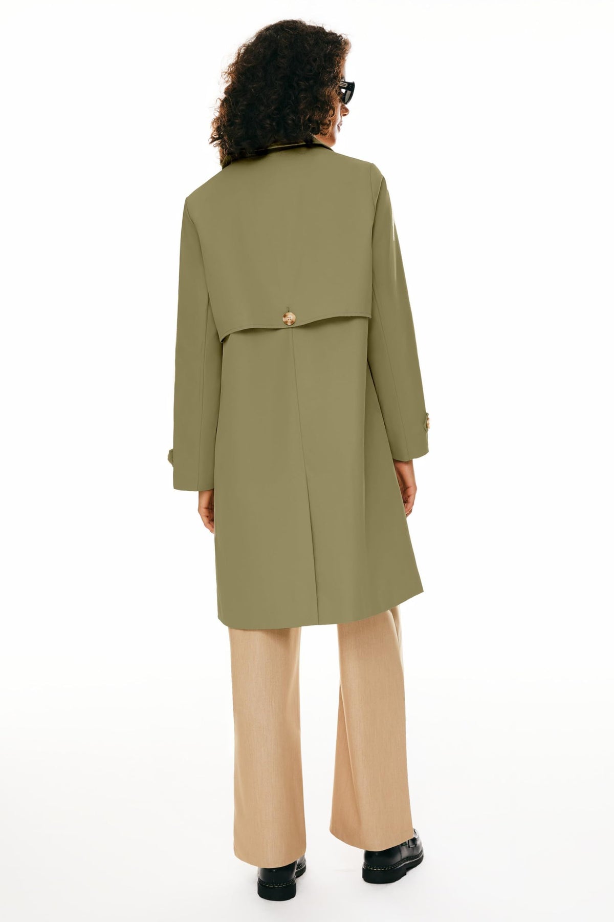 Women’s Mid-Length Single-Breasted Trench Coat for Office, Weekend & Transitional Seasons, XL (khaki green)