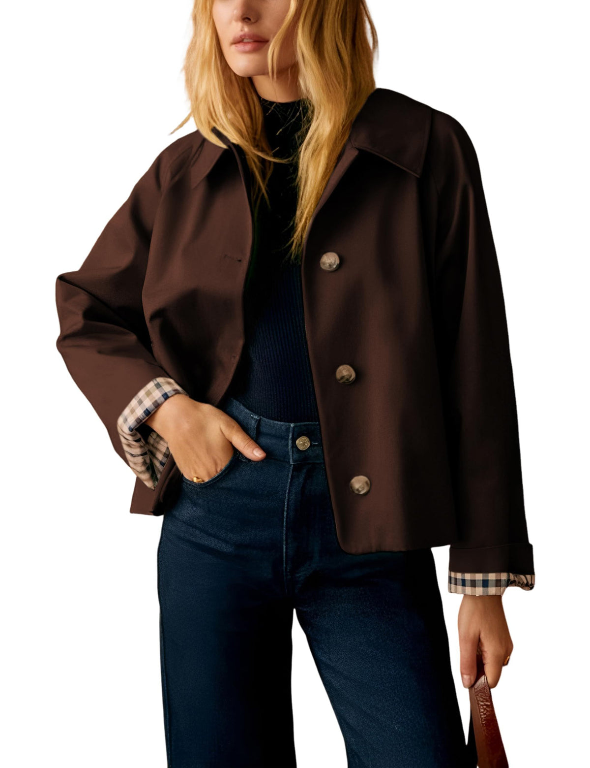 Versatile Cropped Jacket for Daily Wear, Office, Travel & Casual Outings, XS (Dark Brown)