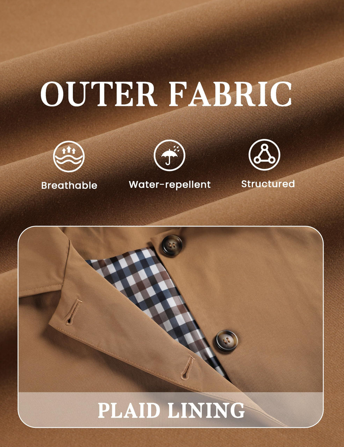 Versatile Cropped Trench Jacket for Daily, Work, Travel & Weekend Outfits, XXL (camel)