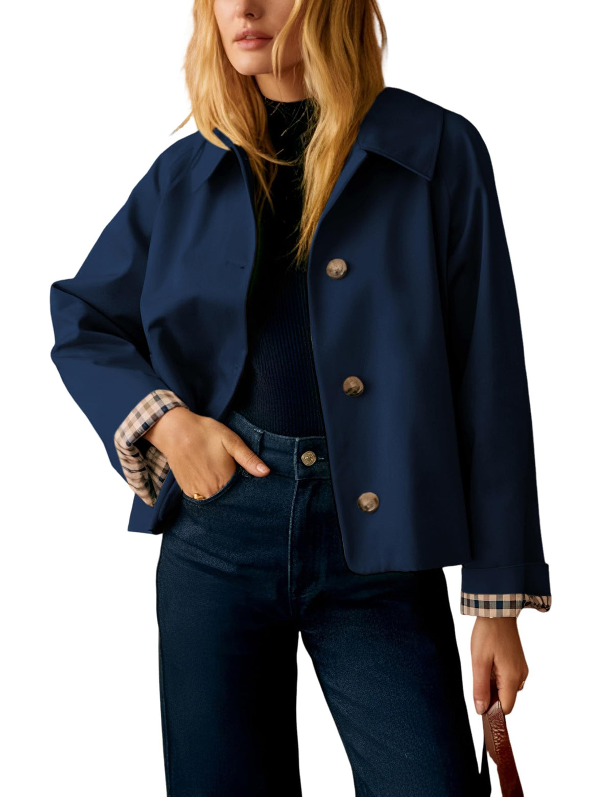 Versatile Cropped Jacket for Daily, Office, Travel and Casual Occasions, S (dark navy)