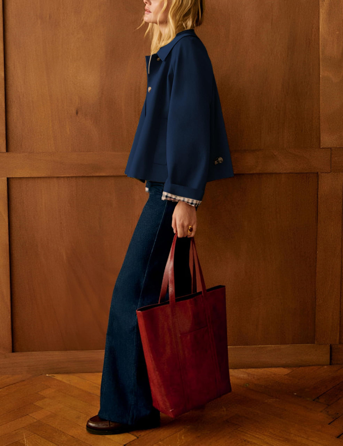 Versatile Cropped Jacket for Daily, Office, Travel and Casual Occasions, L (dark navy)