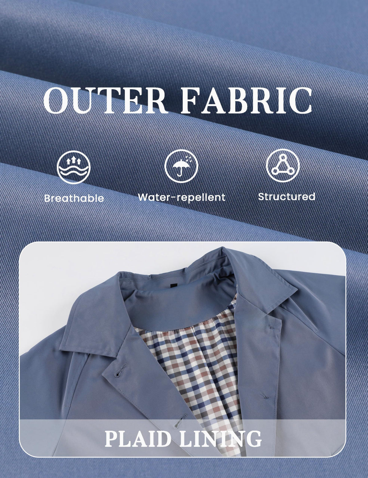 Versatile Casual Jacket for Daily Wear, Work, Travel & Seasonal Transitions, XL (Slate Blue)