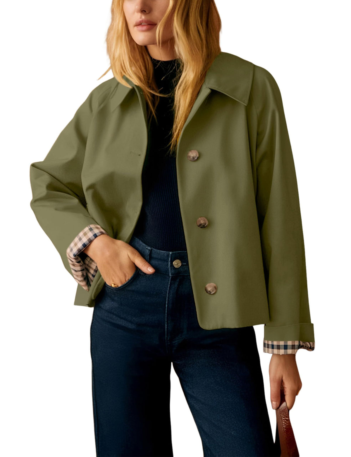 Women’s Casual Trench Jacket for Work, Travel, Seasonal Transition & Daily Wear, XXL (khaki)