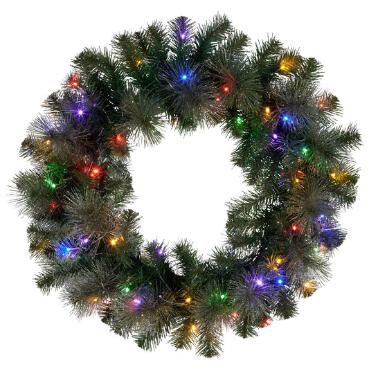 Christabelle 61cm Christmas Wreath with LED Lights Glittery Gold Pine re-Lit Front Door Decoration Ornament