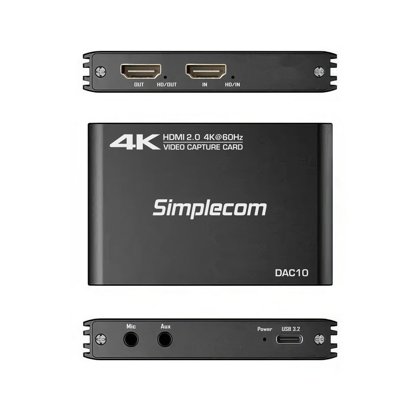 Simplecom DAC10 HDMI 2.0 to USB 4K@60hz Video Capture Card Stream and Record in 4K 60FPS