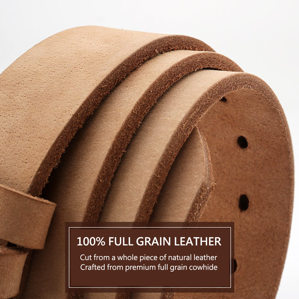 Men's Genuine Leather Belt Full Grain Cowhide Belt with Detachable Buckle (110cm)