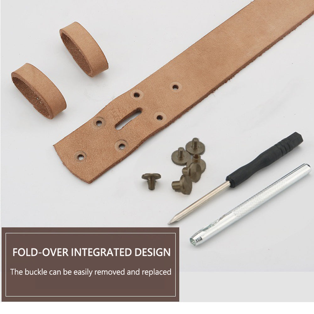 Men's Genuine Leather Belt Full Grain Cowhide Belt with Detachable Buckle (110cm)