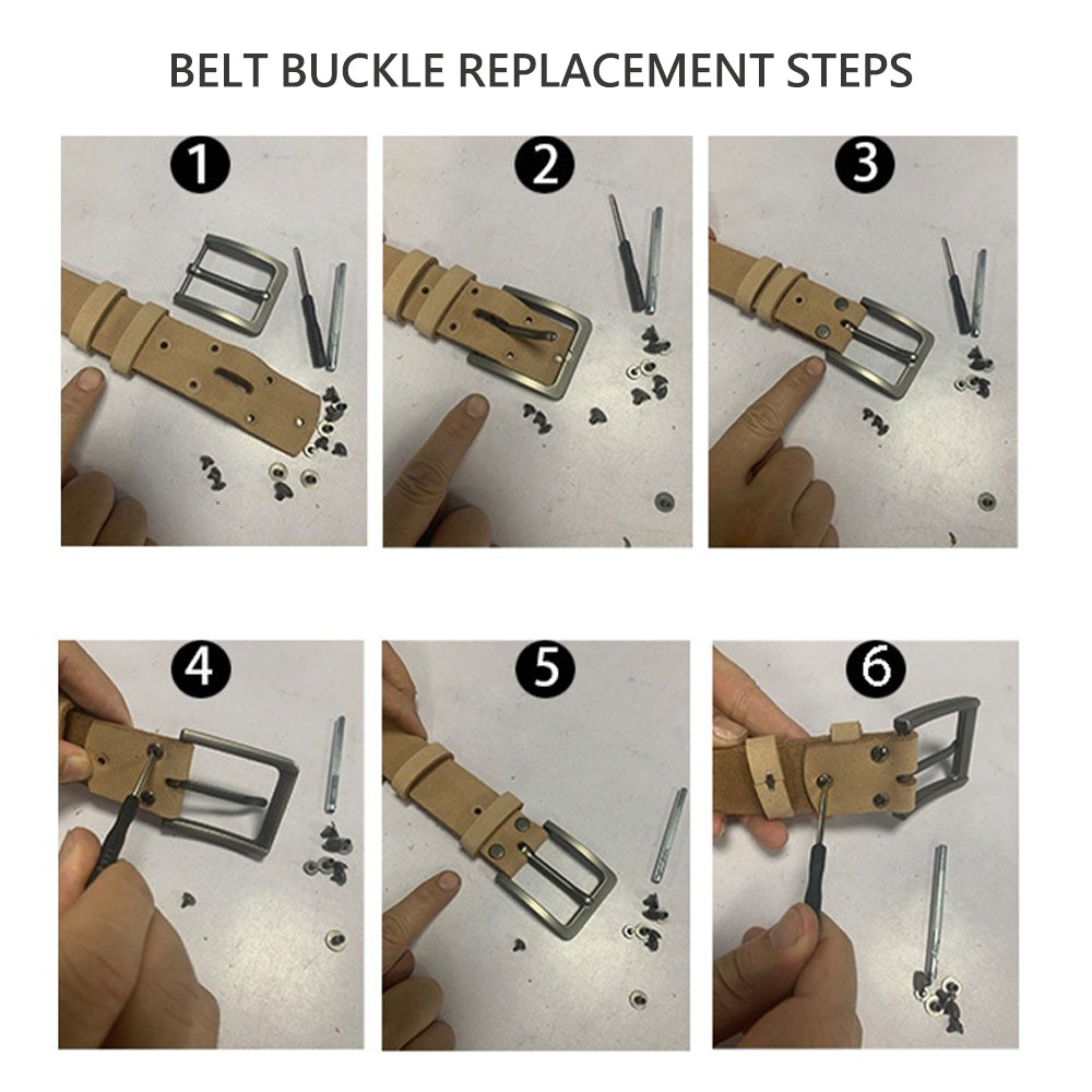 Men's Genuine Leather Belt Full Grain Cowhide Belt with Detachable Buckle (110cm)