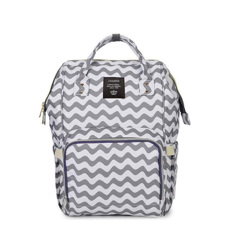 Luxury Multifunctional Diaper Nappy Backpack Maternity Mummy Changing Bag - Wavy Grain