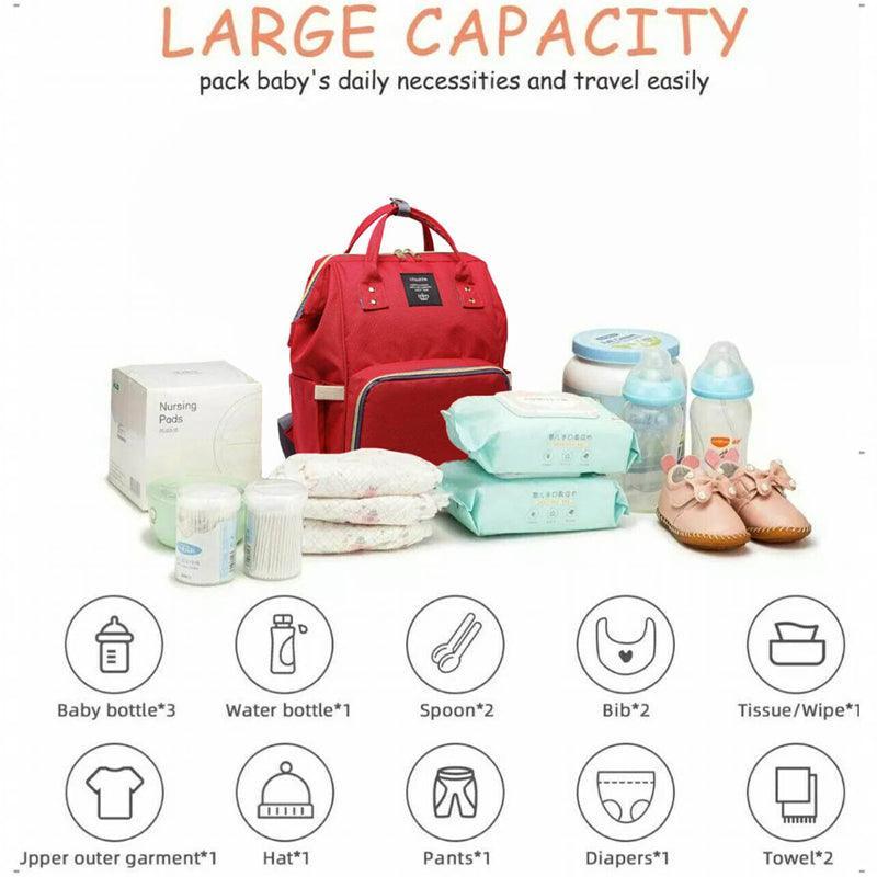 Luxury Multifunctional Diaper Nappy Backpack Maternity Mummy Changing Bag - Light Gray