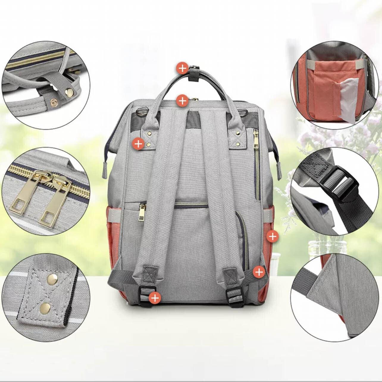 Luxury Multifunctional Diaper Nappy Backpack Maternity Mummy Changing Bag - Dark Gray