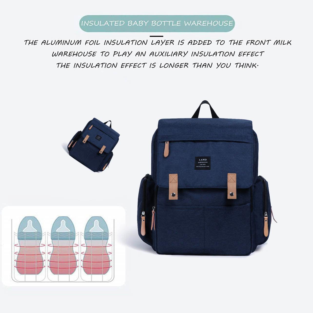 Multifunctional Diaper Backpack Changing Bag Nappy Mummy Travel Organiser - Beige Grey