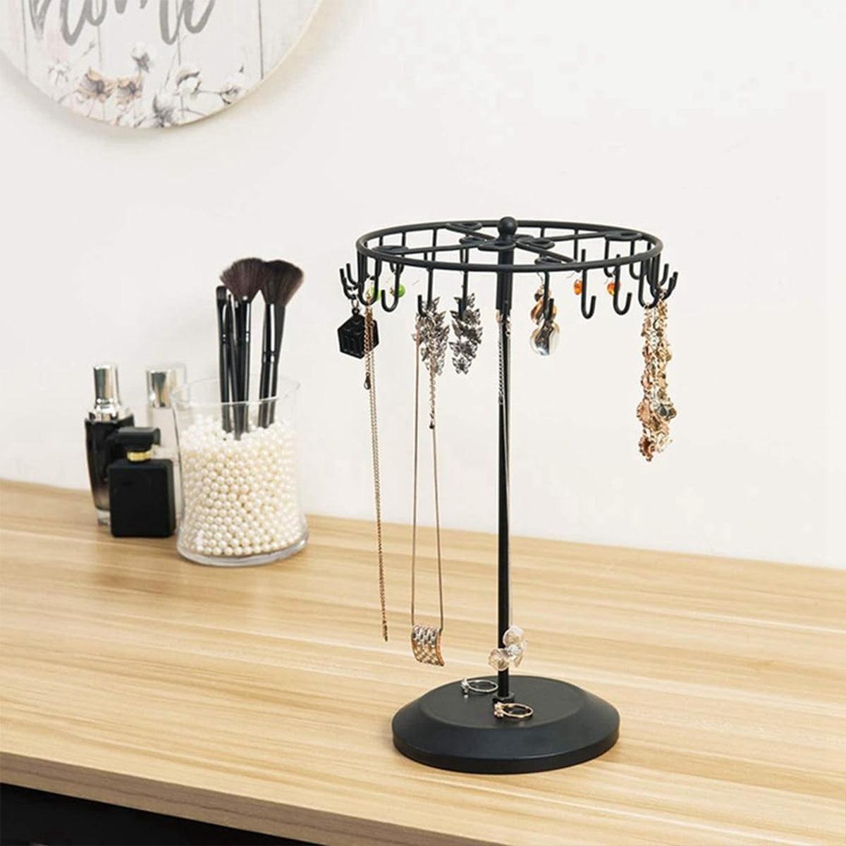 Iron Jewellery Rack Rotating Necklace Display Stand Jewellery Organiser Storage - Bronze