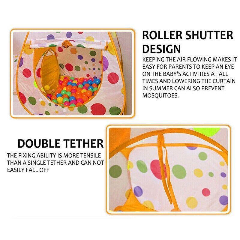 3 in 1 Play Tent Set with Tunnel and Ball Pit for Indoor and Outdoor Fun - Red Tent