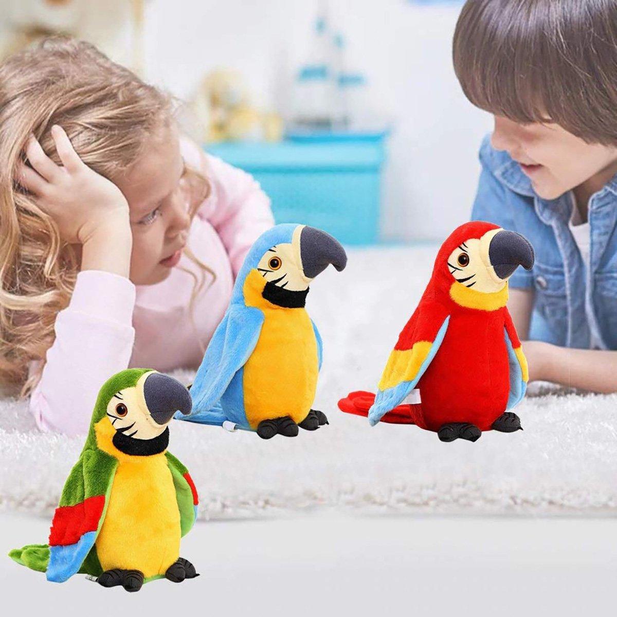Interactive Talking Electric Plush Parrot for Early Learning and Entertainment - Red