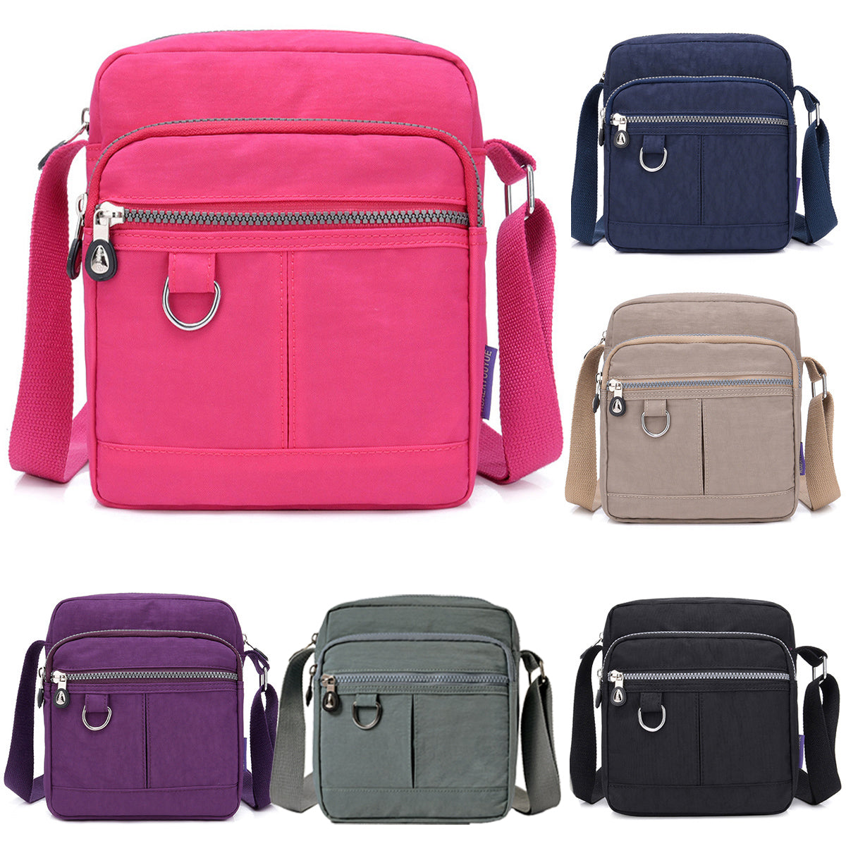 Ladies Shoulder Bag Nylon Fabric Lightweight Crossbody Small Casual Handbag - Dark Blue