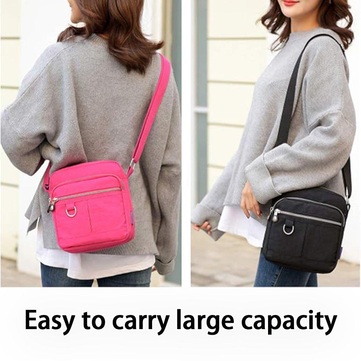 Ladies Shoulder Bag Nylon Fabric Lightweight Crossbody Small Casual Handbag - Purple