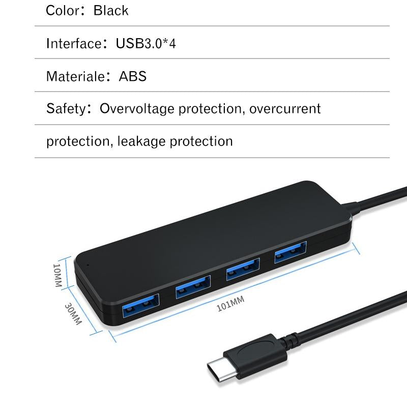 4-Port Usb3.0 Hub With 5G Extension 25Cm Length
