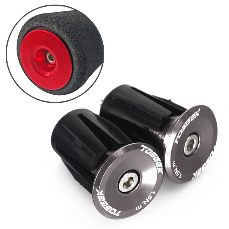 A Pair Of Aluminum Bike Handlebar End Plugs - Grey