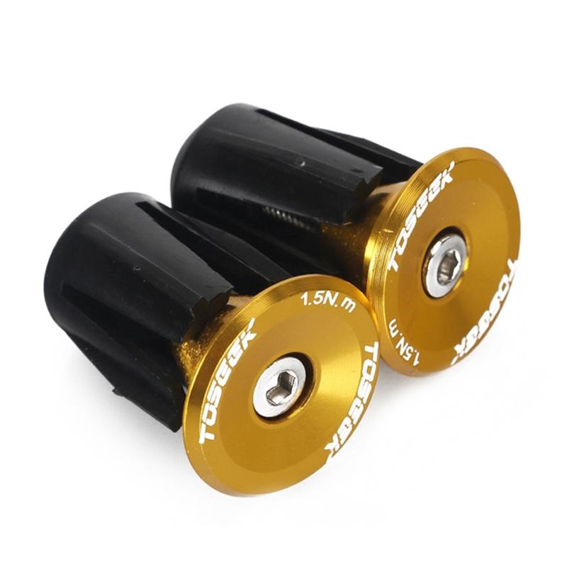 A Pair Of Aluminum Bike Handlebar End Plugs - Gold