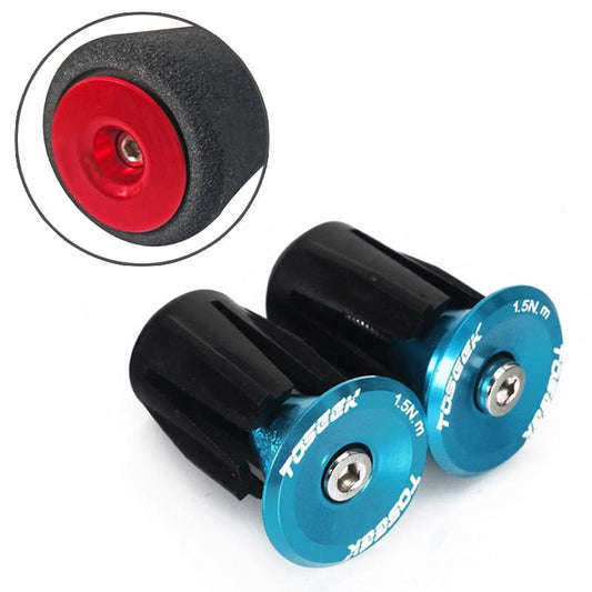 A Pair Of Aluminum Bike Handlebar End Plugs - Blue