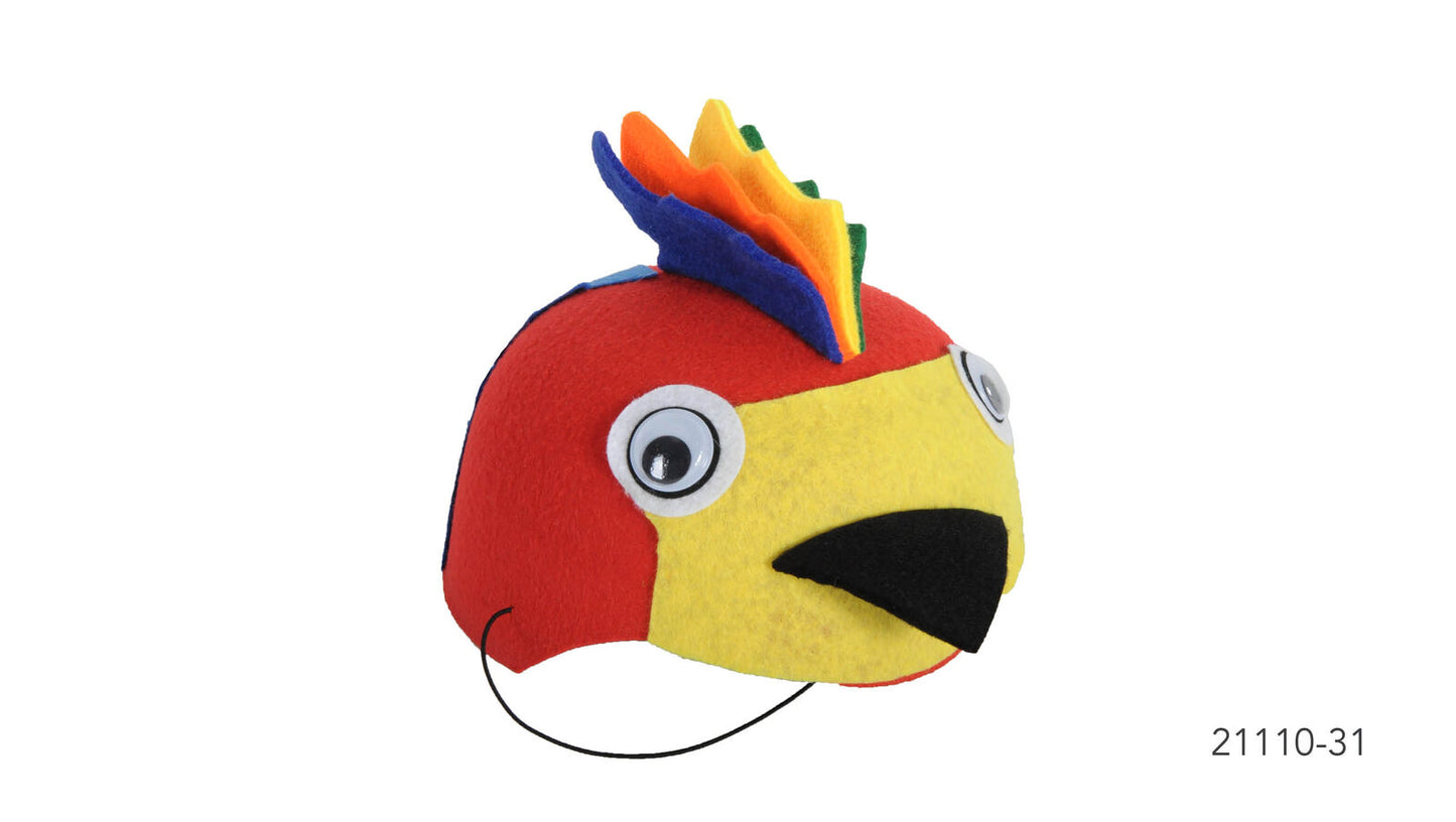 1x 55cm Parrot Animal Hat Costume Accessory | Felt | Elastic Chin Strap | Australian Theme