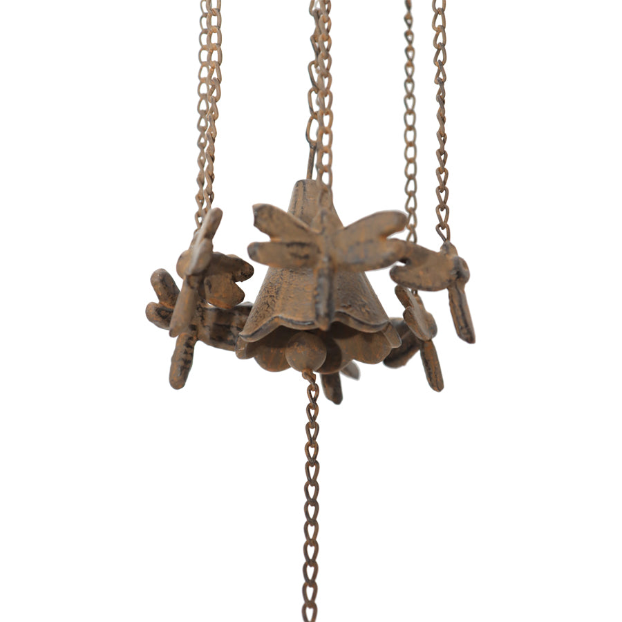 Hanging Cast Iron Dragonflies Chime w Bell 76cm
