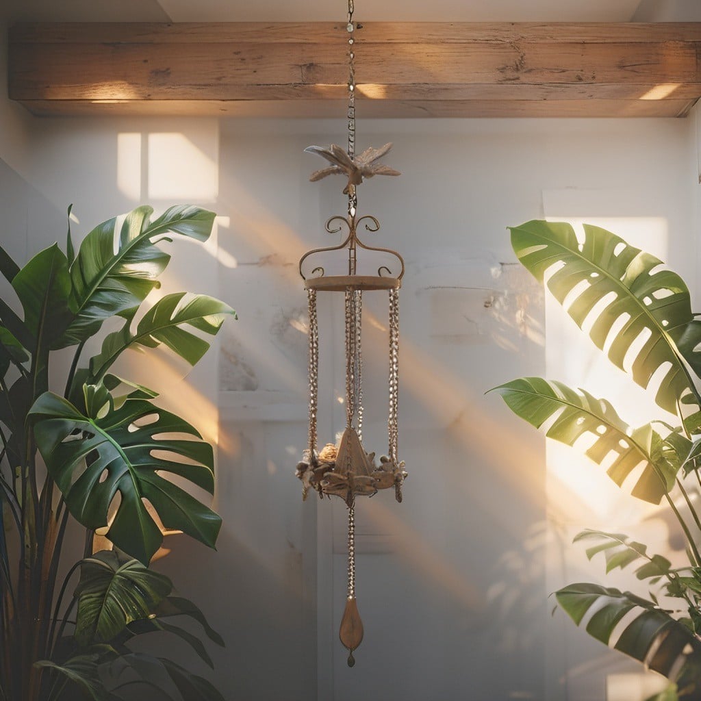 Hanging Cast Iron Dragonflies Chime w Bell 76cm