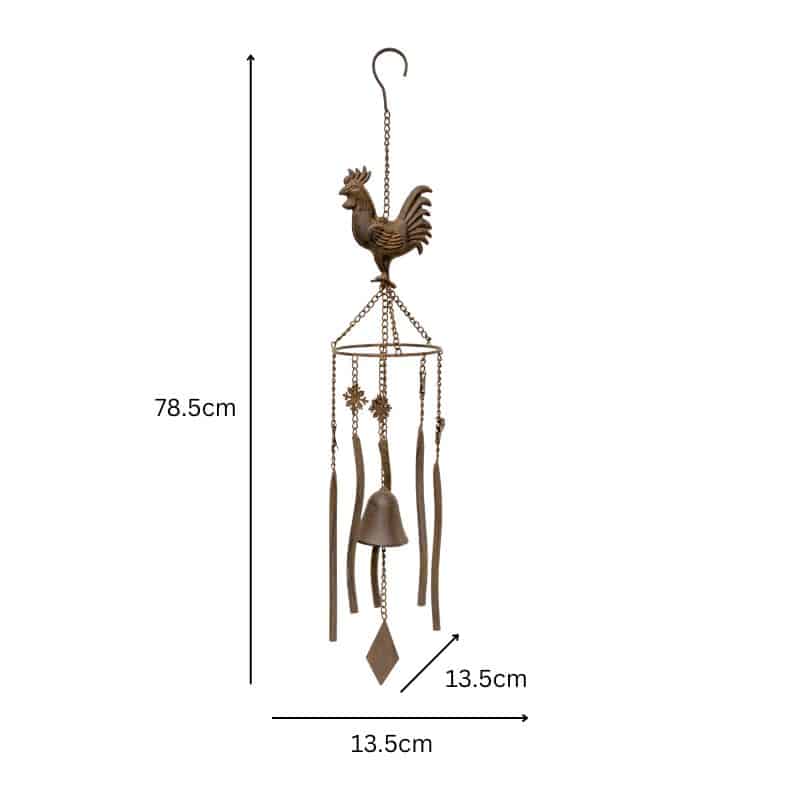 Hanging Chicken Windchime + Cast Iron Bell 78cm