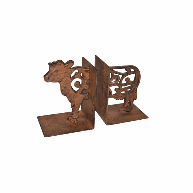 Cast Iron Fleur Cow Bookends Set 15cm