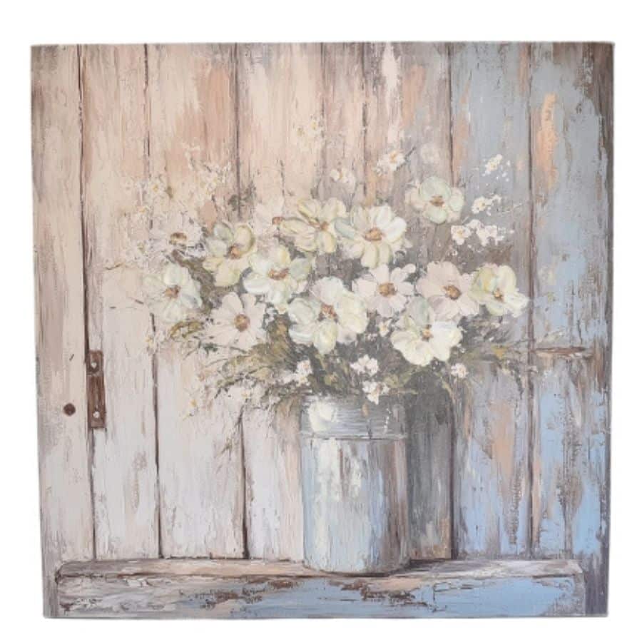 White Flowers Scene On Canvas Oil Painting Wall Art 56cm