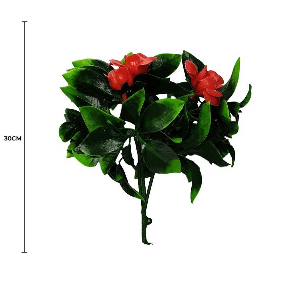 Flowering Red Rose Stem UV Resistant 30cm