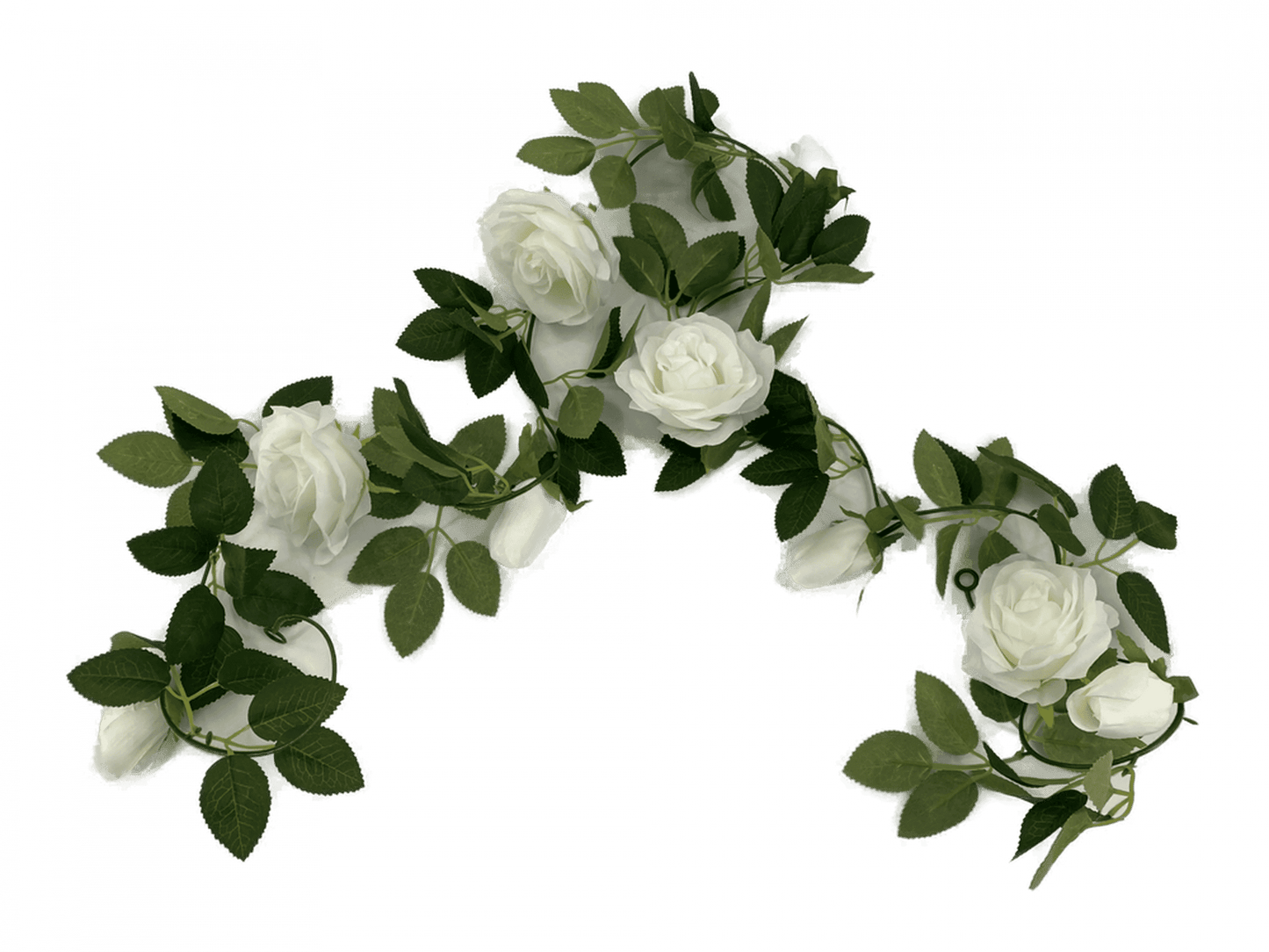 Flowering White Artificial Rose Garland 190cm