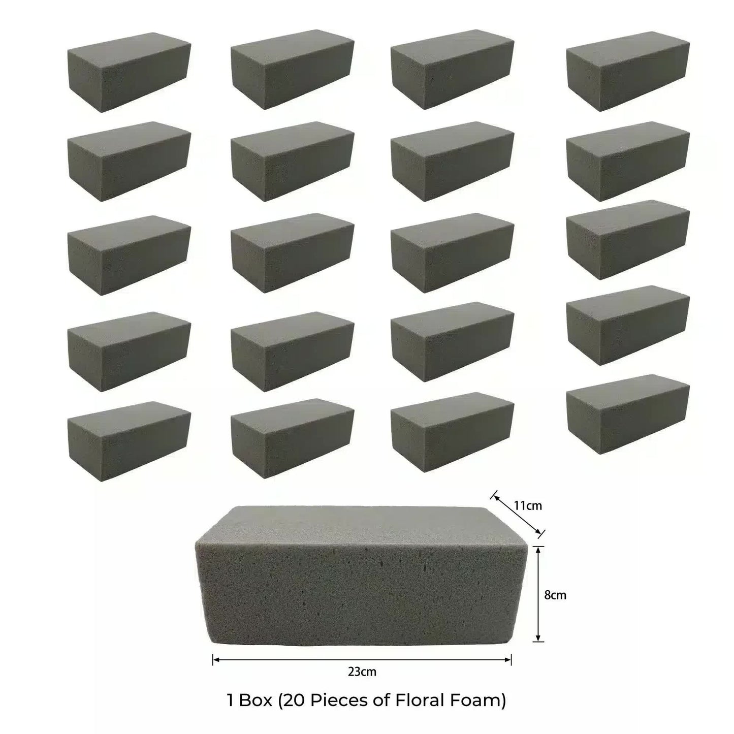 20 Pieces of Dry Floral Foam Bricks 23cm x 11cm x 8cm (Artificial Plant Foam Blocks - formaldehyde FREE)
