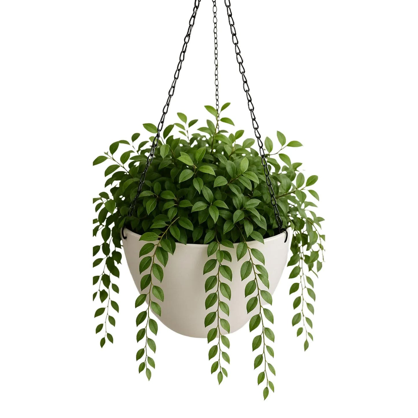 Hanging Rustic White Plastic Pot with Chain 30cm