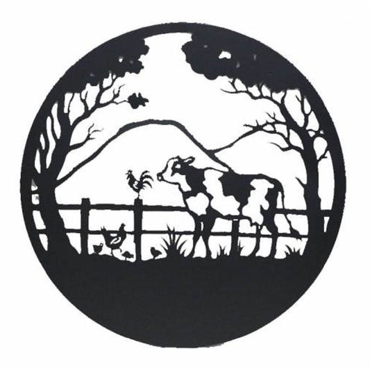 Cow Round Metal Wall Art 98cm