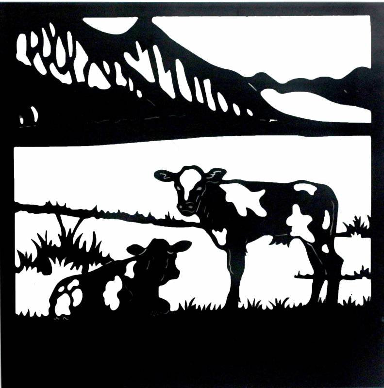 Cows In The Paddock Square Wall Art 98cm