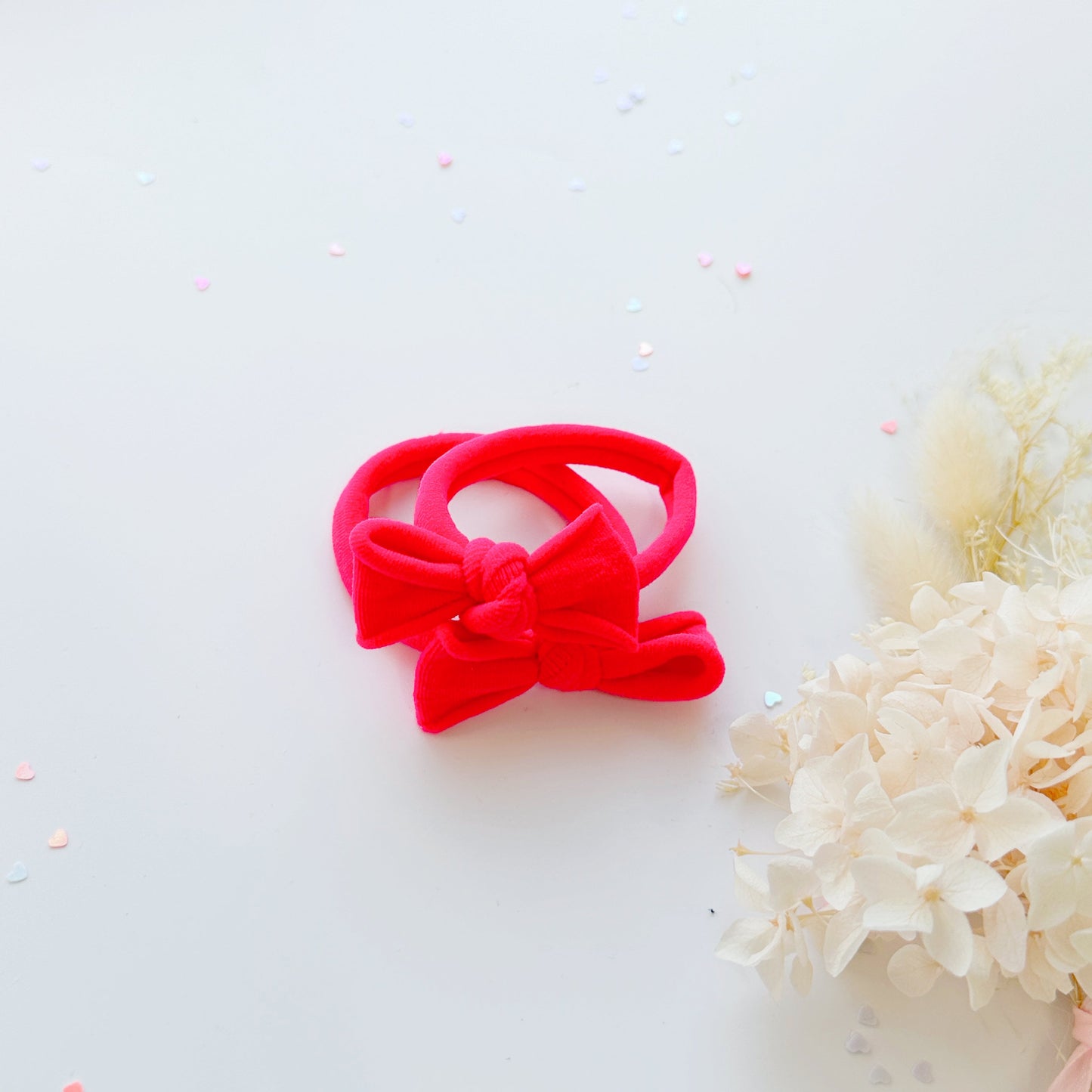 Handmade Simple Bow metal free hair ties -Sky - 3 Pairs Sky