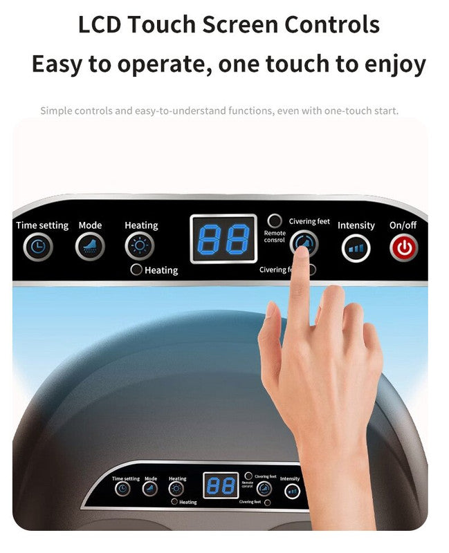 लक्ज़री स्वचालित फ़ुट मसाजर - समायोज्य तीव्रता, वायु संपीड़न और डिजिटल डिस्प्ले के साथ काला शियात्सू फ़ुट और पिंडली मसाजर