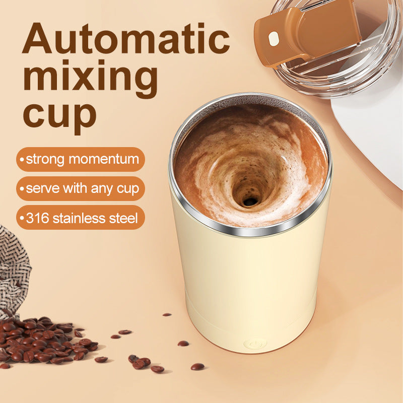 Light Blue 316 Stainless Steel Rechargeable Electric Self-Stirring Mug - 400ml Automatic Mixing Cup with Magnetic Rotor