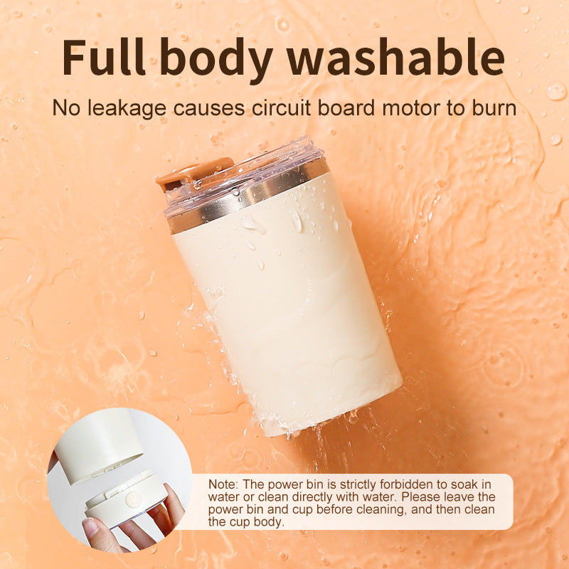 Light Blue 316 Stainless Steel Rechargeable Electric Self-Stirring Mug - 400ml Automatic Mixing Cup with Magnetic Rotor