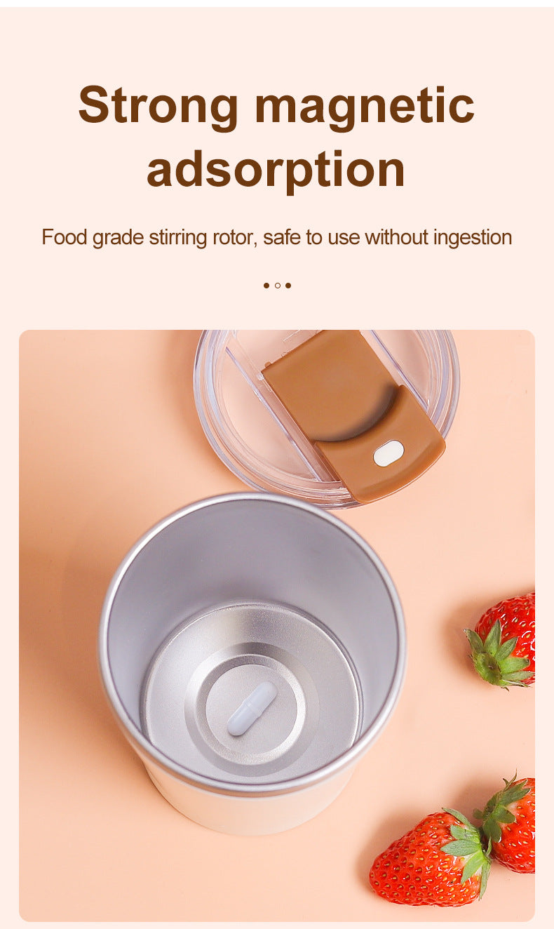 Light Blue 316 Stainless Steel Rechargeable Electric Self-Stirring Mug - 400ml Automatic Mixing Cup with Magnetic Rotor
