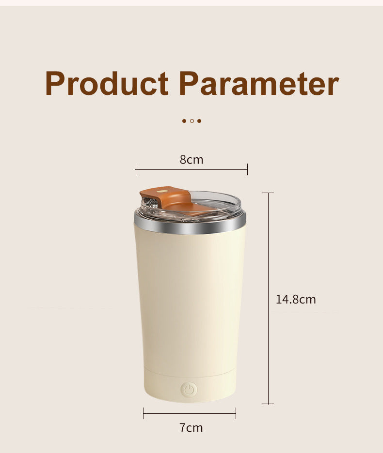 Light Blue 316 Stainless Steel Rechargeable Electric Self-Stirring Mug - 400ml Automatic Mixing Cup with Magnetic Rotor