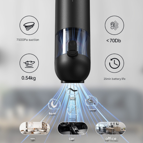 Black Versatile 2-in-1 Cordless Handheld Vacuum Cleaner & Blower - USB Rechargeable, High-Power for Car & Home