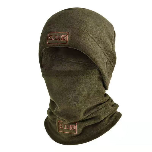 Military green Outdoor Thermal Fleece Balaclava - Windproof Cycling Hat & Neck Warmer for Winter Sports - Thickened Cold Weather Face Mask Hood