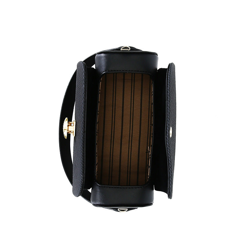 Brown Elegant Top Handle Crossbody Bag - Structured PU Leather Box Purse for Women