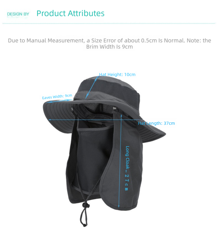 Light Grey Outdoor Summer Sun Protection Hat with UV Protection Breathable Wide Brim Fisherman Cap for Hiking Cycling Fishing