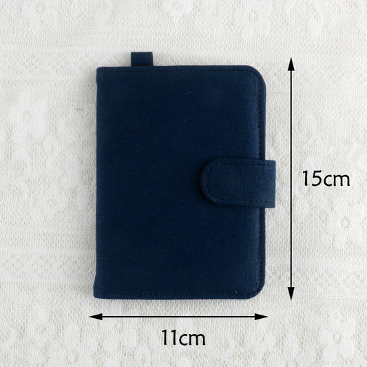 Navy Blue DIY Canvas Passport Holder with 4 Random Patches - Customizable Travel Document Wallet