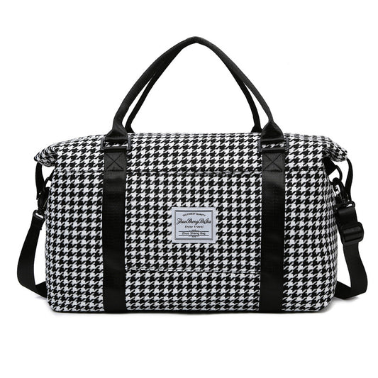 Black Expandable Large Capacity Travel Bag - Short Trip Duffle with Trolley Sleeve, Maternity & Gym Storage (47x17x30 cm)